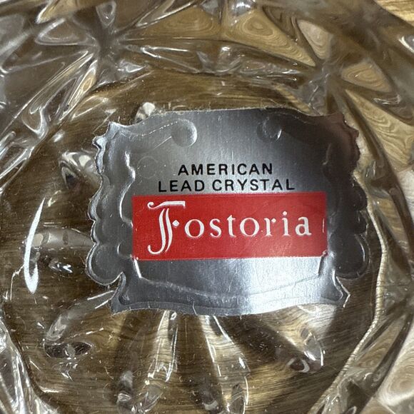 Fostoria American Pat Lead Crystal Round Open Salt Dip Cube Motif NOS Replacemen - Picture 7 of 13